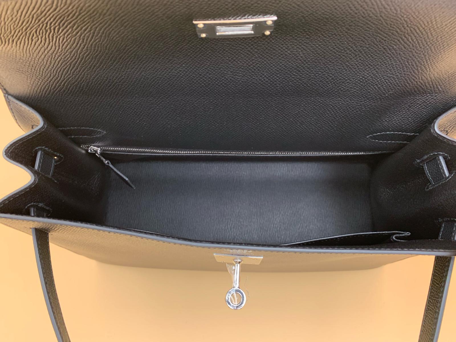 Hermes Black Epsom Kelly Sellier 32 Palladium Hardware