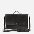 Austin Black Leather Messenger Bag with Compact Work Design - Fold Peaks