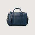 Captain Midnight Blue Leather Briefcase with Structured Carry Design - Fold Peaks