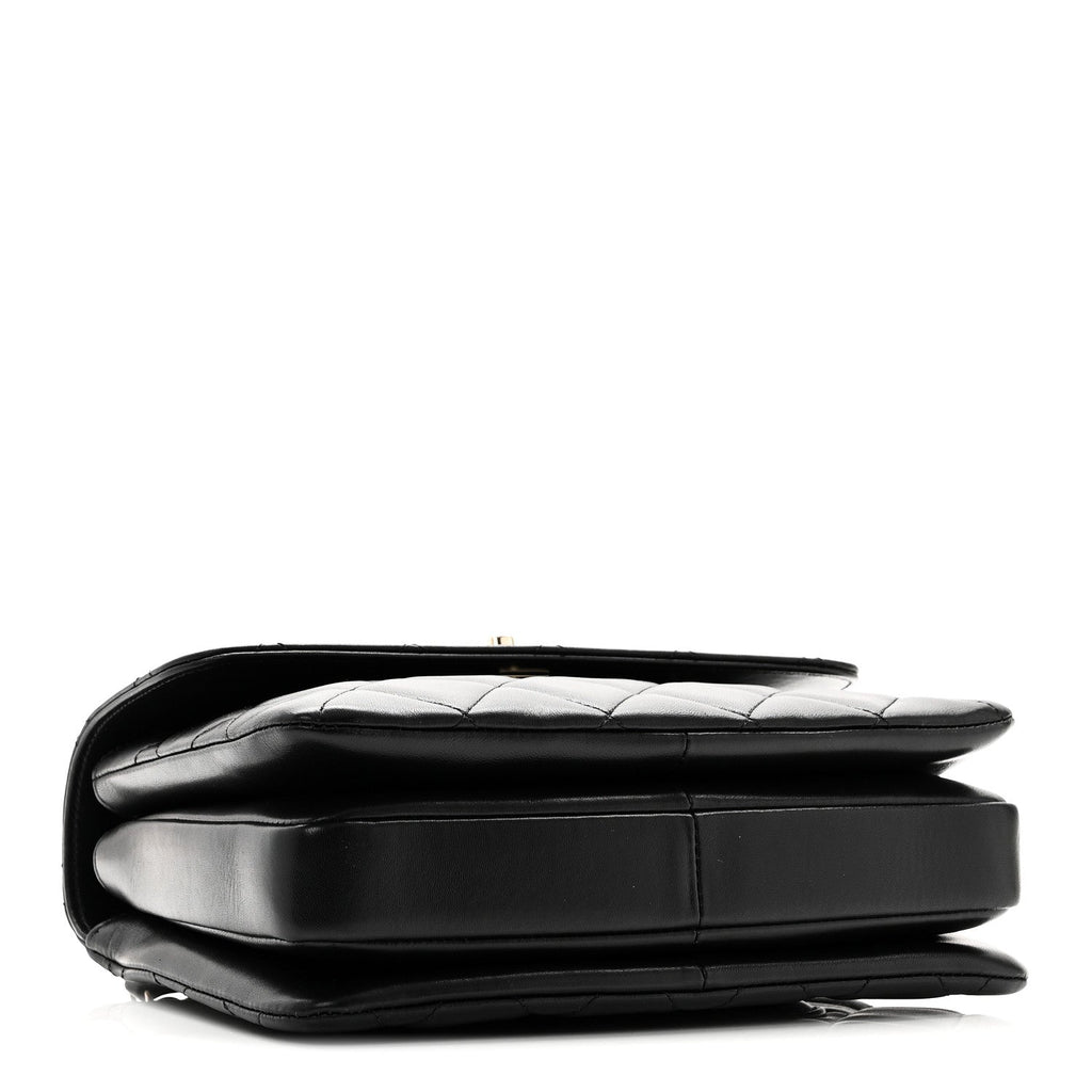 Lambskin Quilted Small Trendy CC Dual Handle Flap Bag Black
