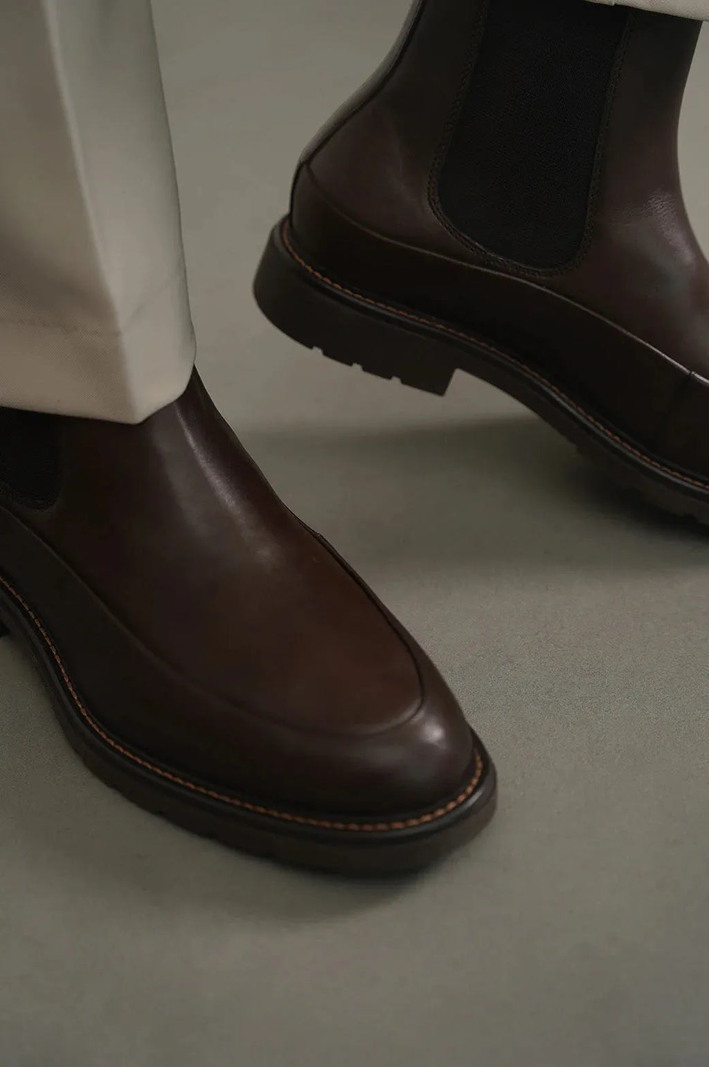 Dark Brown Leather Chelsea Boots - Fold Peaks