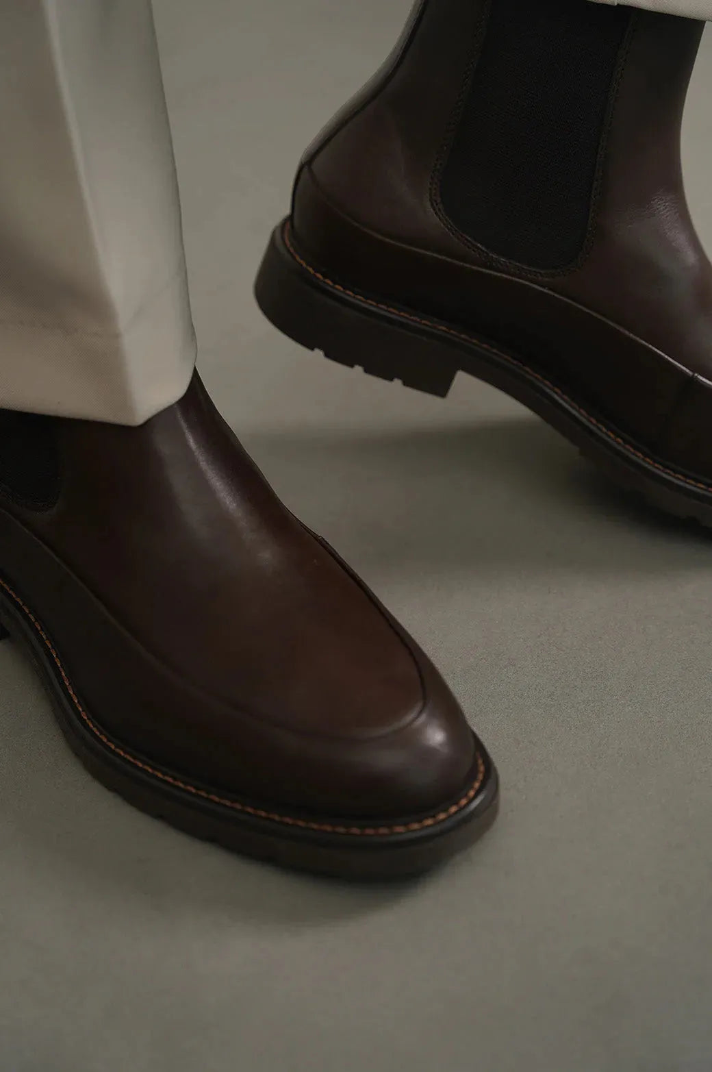 Dark Brown Leather Chelsea Boots - Fold Peaks