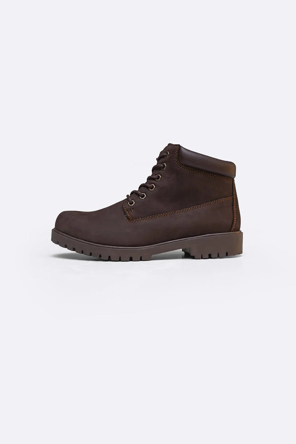 Dark Brown Leather Lace - Up Boots - Fold Peaks