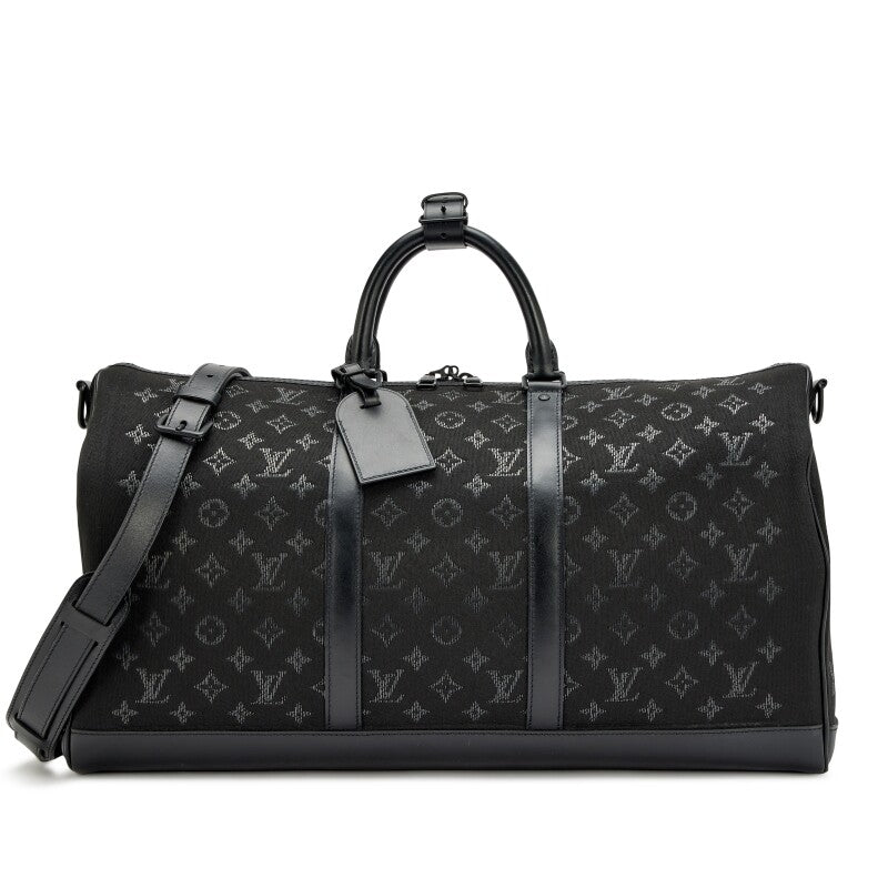 Virgil Abloh Black Monogram Jacquard Light Up Keepall Bandouliere 50 Black Hardware, 2020-2021