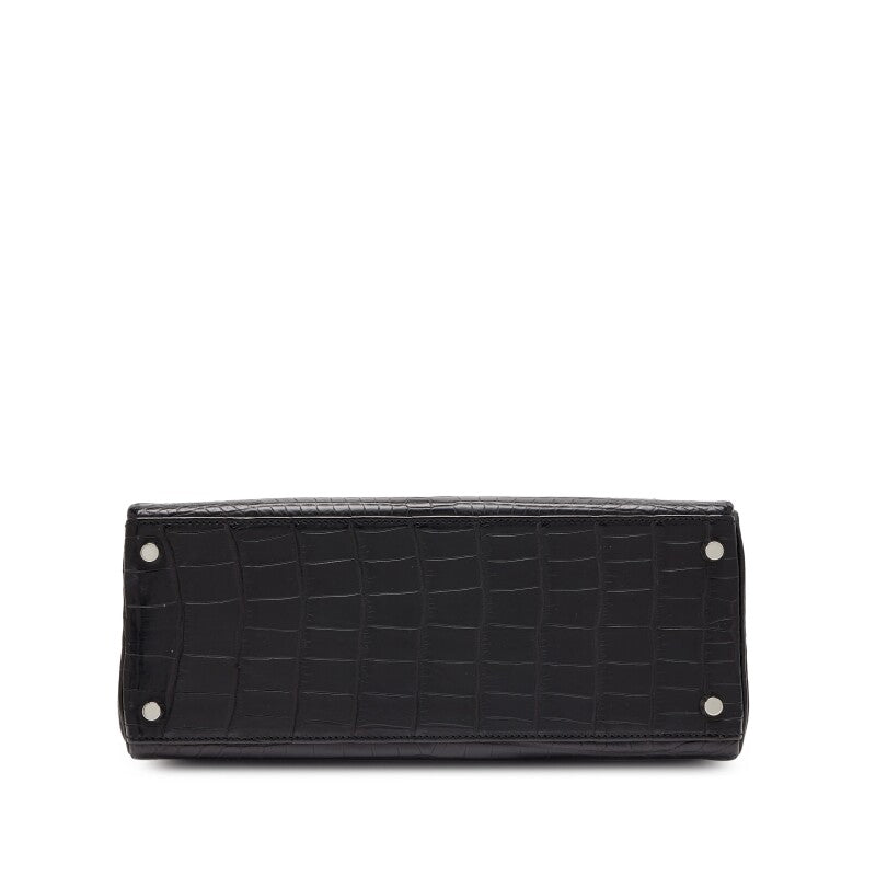 Black Matte Niloticus Crocodile and Bleu Colvert Verso HSS Retourne Kelly 28 Brushed Palladium Hardware, 2016