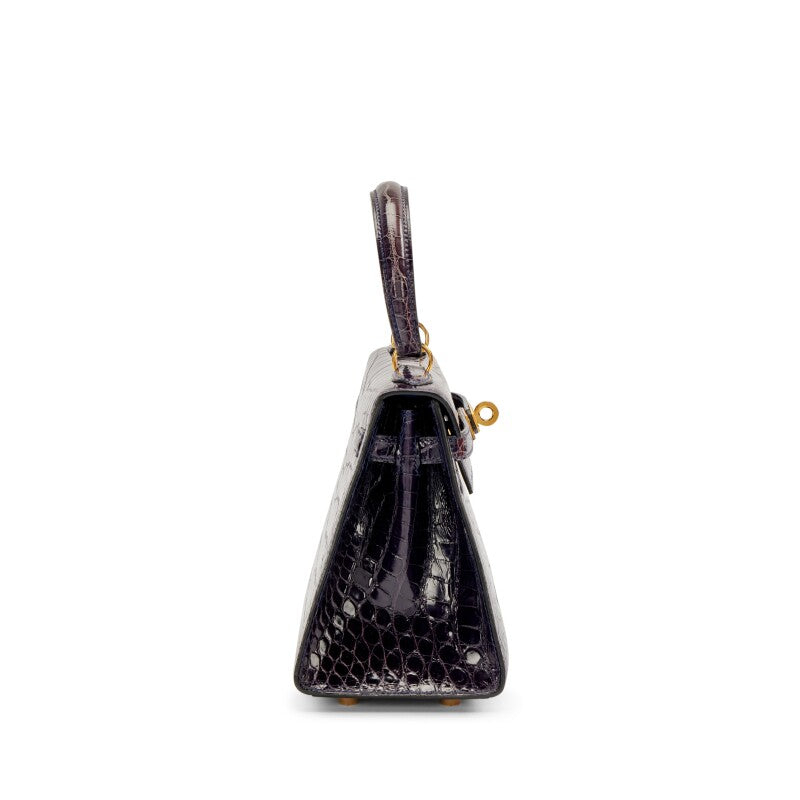 Vintage Bleu Sapphire Shiny alligator Mini Kelly 20 Gold Hardware, 1993
