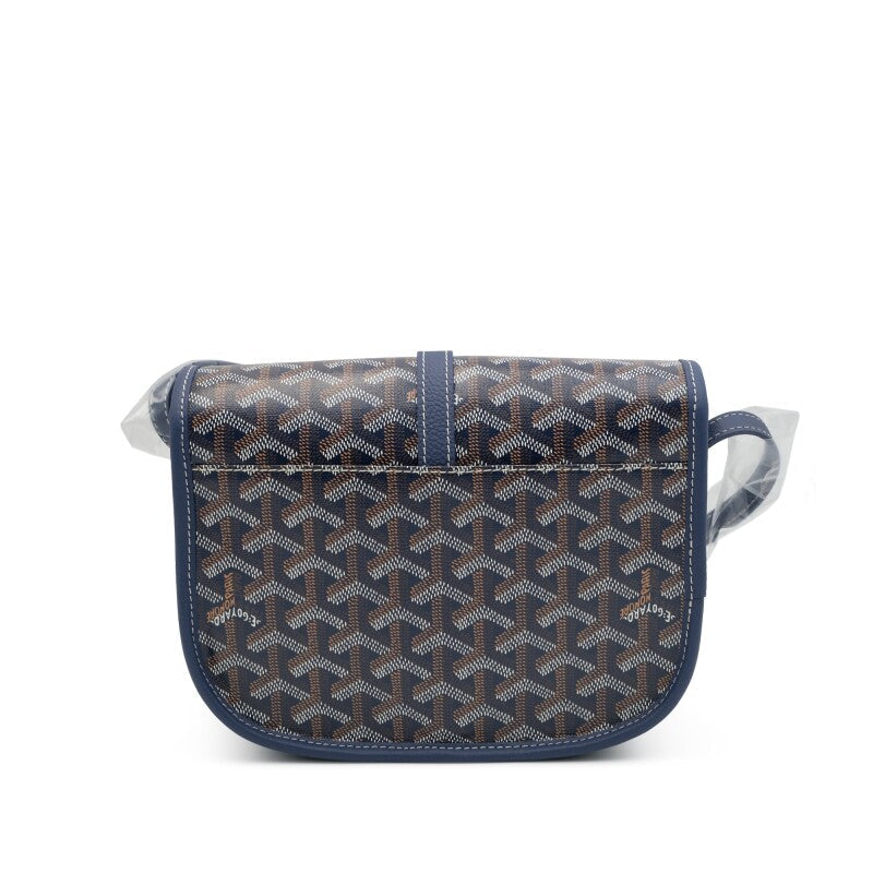 Navy Blue Goyardine Canvas and Decize Taurillon Belvedere PM Bag Silver Hardware