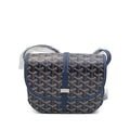 Navy Blue Goyardine Canvas and Decize Taurillon Belvedere PM Bag Silver Hardware