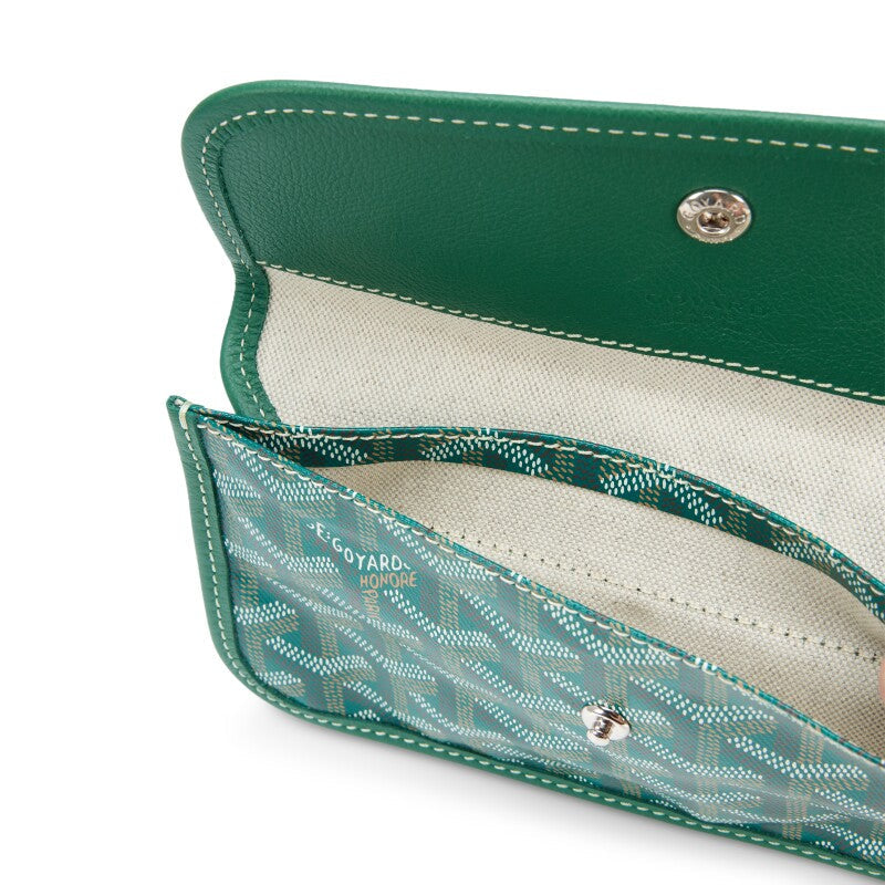 Green Goyardine Canvas Saint Louis Pouch Wallet