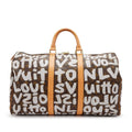 Stephen Sprouse Grey and Brown Monogram Graffiti Coated Canvas Keepall 50 Gold Hardware, 2001