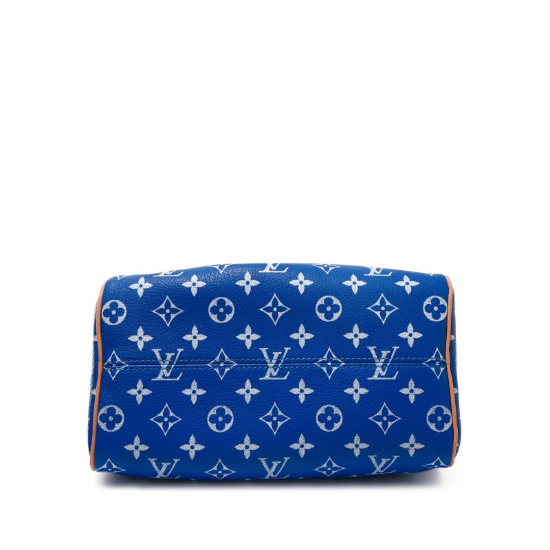 Blue and White Monogram Leather Speedy P9 Bandoulire 25 Gold Hardware