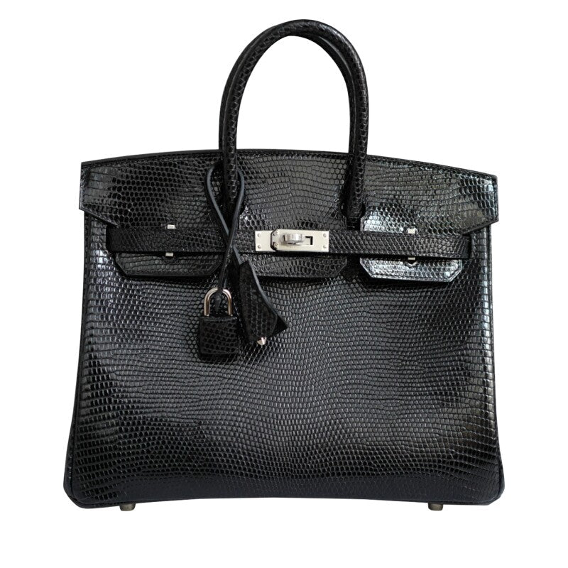 Black Lizard Lisse Birkin 25 Palladium Hardware, 2025