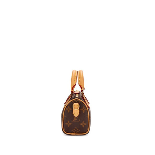 Brown Monogram Coated Canvas Nano Speedy Gold Hardware, 2023