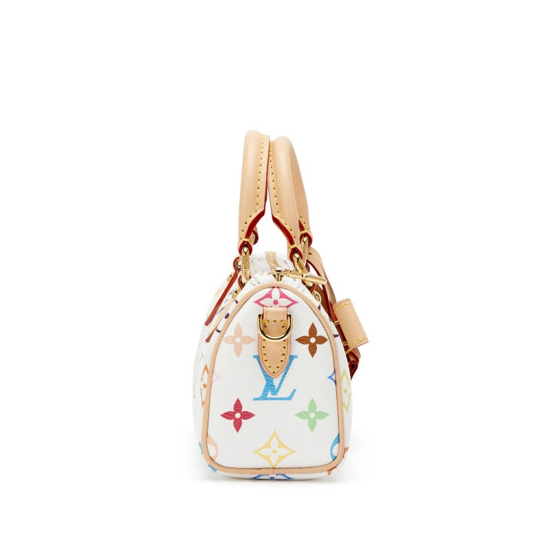Takashi Murakami White Multicolore Monogram Coated Canvas Nano Speedy Gold Hardware, 2025
