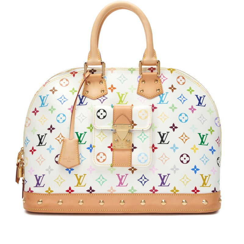 Takashi Murakami White Multicolor Monogram Coated Canvas Alma GM Bag Gold Hardware, 2013