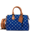 Blue and White Monogram Leather Speedy P9 Bandoulire 25 Gold Hardware