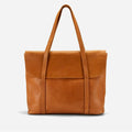 Rust Brown Leather Tote Bag with Laptop & Travel Features - Fold Peaks