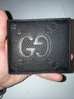 Gucci Jumbo GG Black Italian Leather Bi-fold Wallet NEW AUTHENTIC
