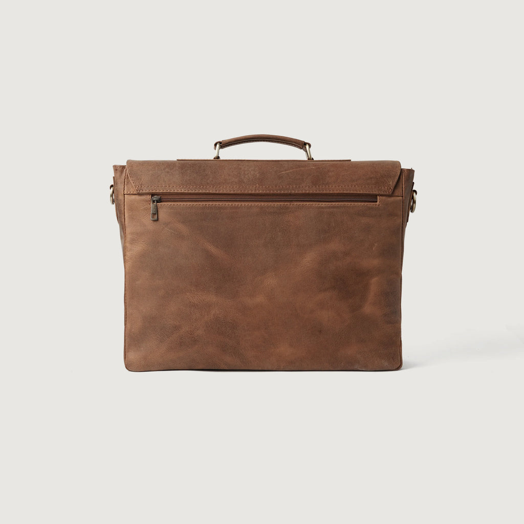 Vintage Tan Leather Messenger Bag with Classic Carry Design - Fold Peaks